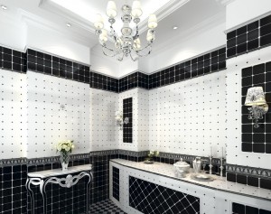 15 Gorgeous Black and White Tile Bathroom Design Ideas
