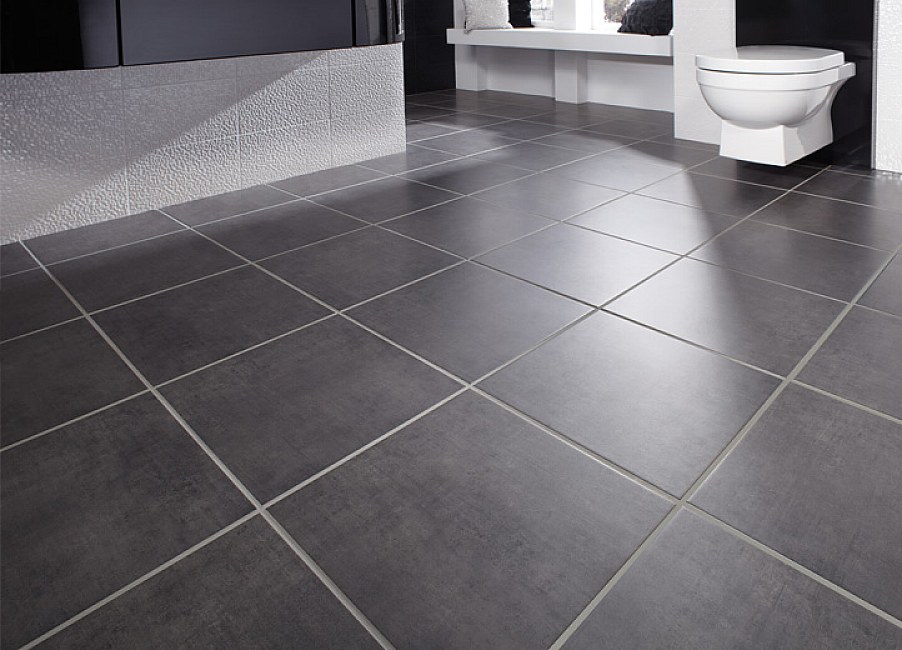 Simple Black Bathroom Floor Tile