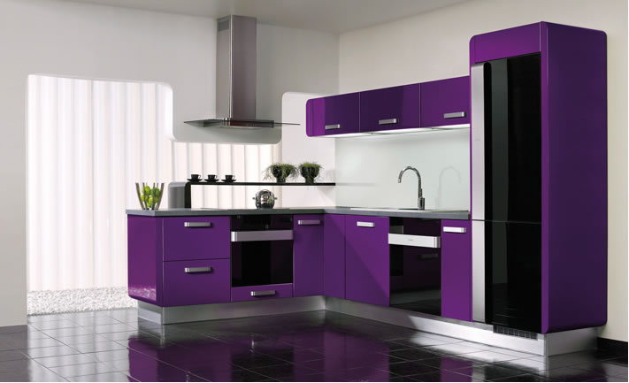 20 Stylish Kitchens Purple and Violet with Appliances Design Ideas