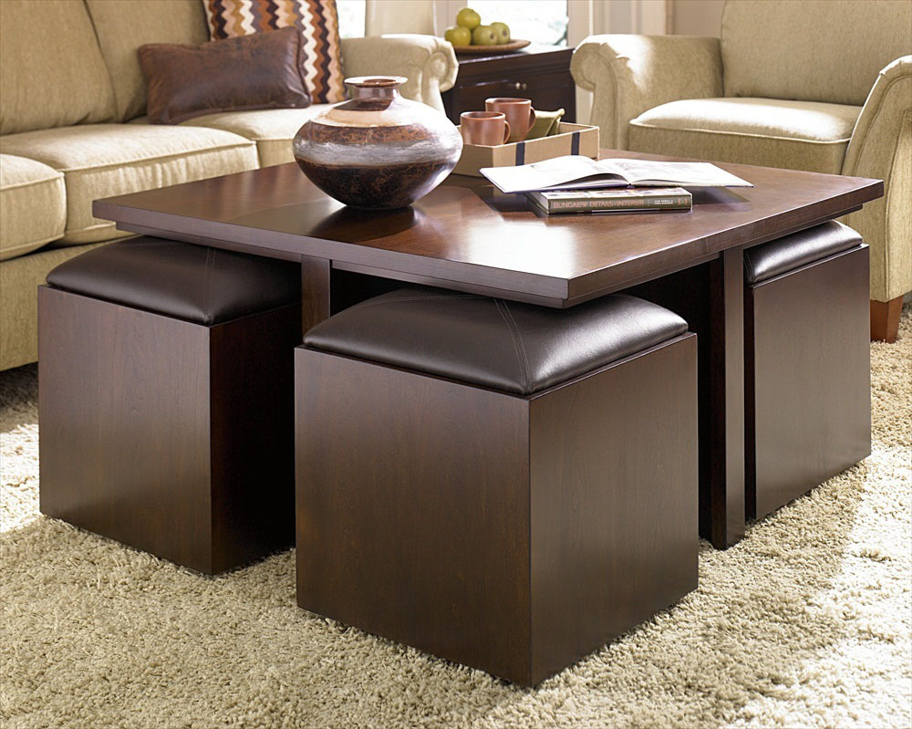 Brown Leather Ottoman Coffee Table Ideas