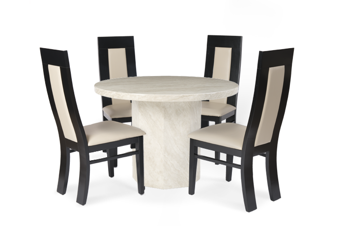 Travertine Cream Marble Round Dining Tables for 4