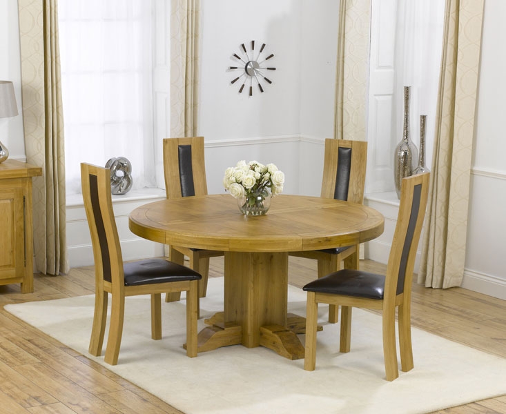 Zenia Oak 150cm Round Dining Table for 4 Chairs