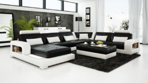 Black and White Leather Sofa Set for a Modern Living Room