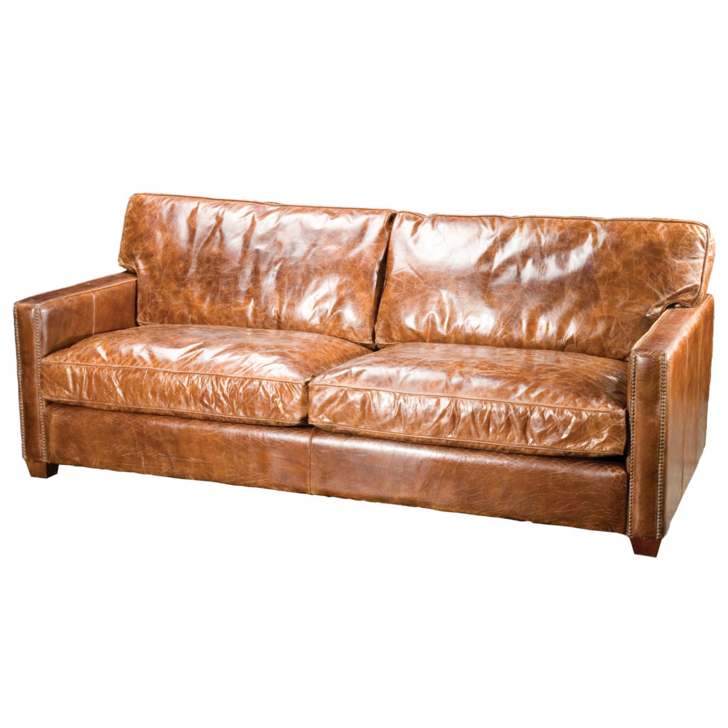 Vintage Brown Small Leather Couch for Small Space